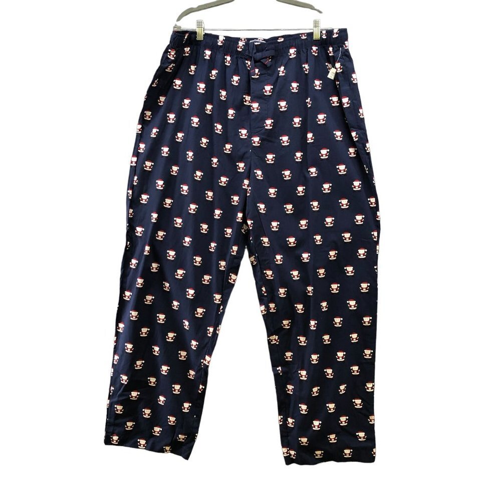 NWT Club Room Christmas Pajama Pants Mens XXL Navy Blue Cotton‎ Santa Holiday